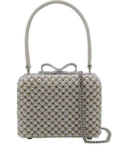 Self-portrait Pearl-embellished Tote Bag In Gray