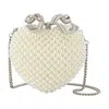 Self-portrait Pearl Heart Clutch - Polyester - White In Neutral