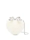 Self-portrait Womens Cream Heart Leather And Faux-pearl Clutch Bag In White