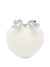 Self-portrait Womens Cream Heart Leather And Faux-pearl Clutch Bag In White