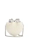 Self-portrait Womens Cream Heart Leather And Faux-pearl Clutch Bag In White