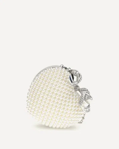 Self-portrait Pearl Heart Clutch Bag In White