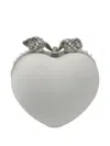 Self-portrait Pearl-embellished Heart Clutch Bag In White
