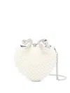 Self-portrait Pearl Heart Clutch In Neutral