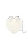 Self-portrait Pearl Heart Handbag In Silver