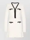 Self-portrait Pearl Knit Dress With Embroidered Fringe