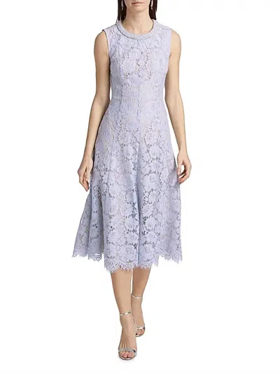 Self-portrait Pearl Lace Midi Dress In Blue In Multi