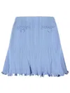 Self-portrait Pearl Skirt In Light Blue Viscose Blend In Blue