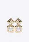Self-portrait Pearl Diamond-shaped Earrings