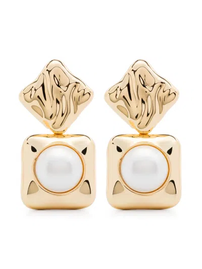 Self-portrait Pearl Tiered Earrings In Gold