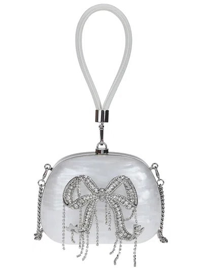 Self-portrait Pearl Top Handle Clutch Bag In White