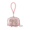 Self-portrait Bow Crystal-embellished Pearlescent Clutch In Pink