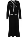 Self-portrait Beaded Waffle-knit Midi Dress In Black
