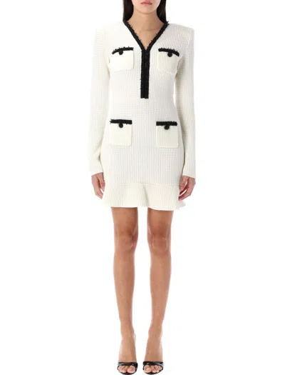SELF-PORTRAIT SELF-PORTRAIT PEARL TRIM KNIT MINI DRESS