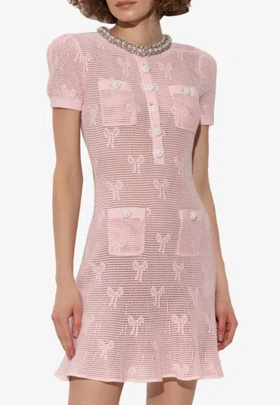 Self-portrait Pearl Trim Mini Dress In Pink