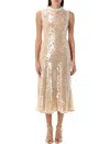 Self-portrait Sequin Pearl-trim Midi Dress In Neutrals
