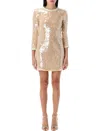 Self-portrait Pearl Trim Sequin Mini Dress In Neutral