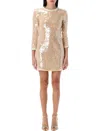 Self-portrait Pearl Trim Sequin Mini Dress In Neutral