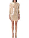 Self-portrait Mini Dress With Pearl Trim And Sequins In Neutrals