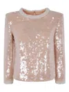 Self-portrait Pearl Trim Sequin Top In Color Carne Y Neutral