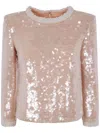 Self-portrait Pearl Trim Sequin Top In Neutrals