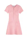 Self-portrait Womens Bead-embellished Short-sleeve Knit Mini Dress Pink In Pink