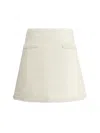 Self-portrait Beige Textured Skirt With Pearl Embellishments In Cream