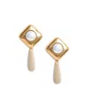 Self-portrait Imitation Pearl Drop Earrings In 18k Gold Plated In Yellow