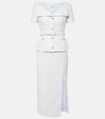 SELF-PORTRAIT PEPLUM BOUCLÉ MIDI DRESS