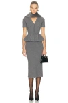 Self-portrait Scalloped Peplum Midi Dress In Gray