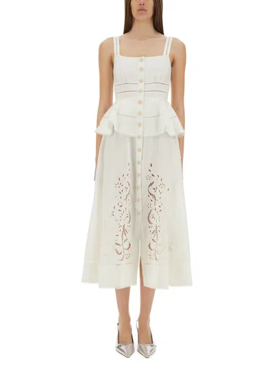 Self-portrait "peplum" Midi Dress In White