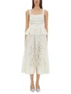 Self-portrait Cream Linen Peplum Midi Dress In Beige In White