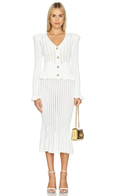 Self-portrait Knit Midi Dress In White