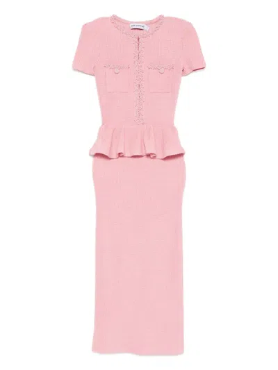 Self-portrait Peplum Midi Dress In Pink