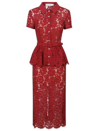 Self-portrait Peplum Midi Dress In Red