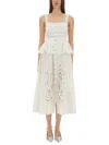 Self-portrait Cream Linen Peplum Midi Dress In Beige In White