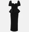 Self-portrait Peplum Velvet Midi Dress In Black