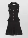 Self-portrait Self Portrait Short Dress In Openwork Knit With Jewel Buttons In Black