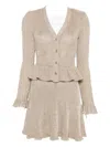 Self-portrait Peplum-waist Lurex Mini Dress In Neutral