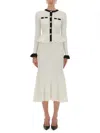 Self-portrait Pointelle Knit Contrast Midi Dress In White