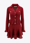 Self-portrait Self Portrait Women Burgundy Pointelle Knit Long-sleeved Mini Dress In Red