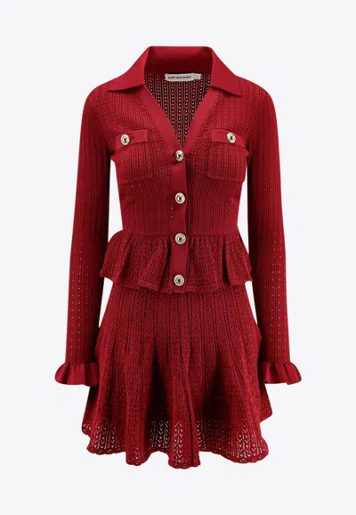 SELF-PORTRAIT PERFORATED KNIT MINI DRESS