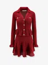 Self-portrait Self Portrait Women Burgundy Pointelle Knit Long-sleeved Mini Dress In Red