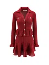 Self-portrait Self Portrait Women Burgundy Pointelle Knit Long-sleeved Mini Dress