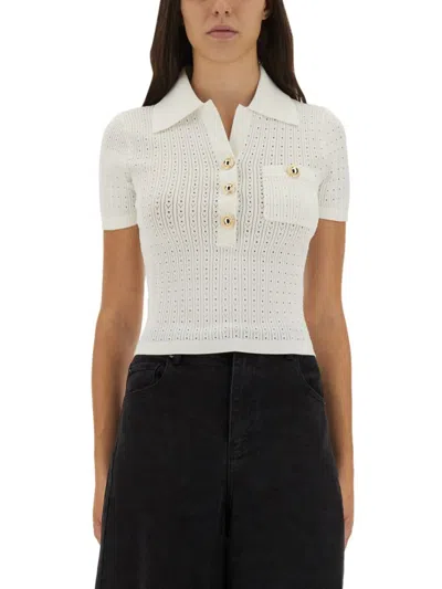 SELF-PORTRAIT SELF-PORTRAIT PERFORATED KNIT TOP