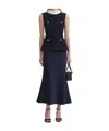 Self-portrait Self Portrait Navy Boucle Sleeveless Midi Dress