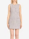 Self-portrait Textured Sleeveless Dress With Fitted Silhouette In Pink
