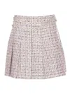 Self-portrait Textured Flared Skirt With Decorative Waist Trim In Nude