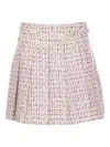 Self-portrait Pink Bouclé Crystal Belted Mini Skirt In Neutral