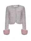 Self-portrait Pink Bouclé Faux Fur Cuffs Jacket In Pink